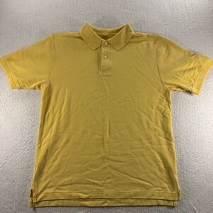 L.L.Bean Polo Shirt Mens‎ Medium Yellow Cotton Pique Knit Golf Training Casual